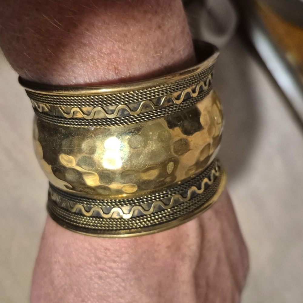 Gold Hammered Cuff Bracelet